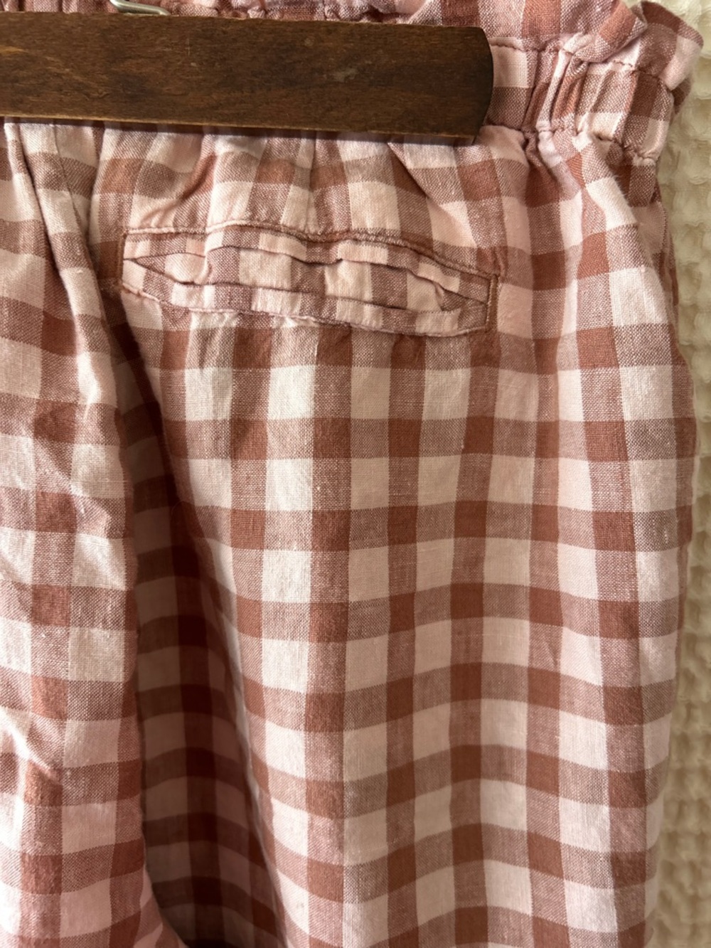 Lou & Grey Wide-Leg Gingham Lounge Pants in Pink and Brown - Picture 6 of 7